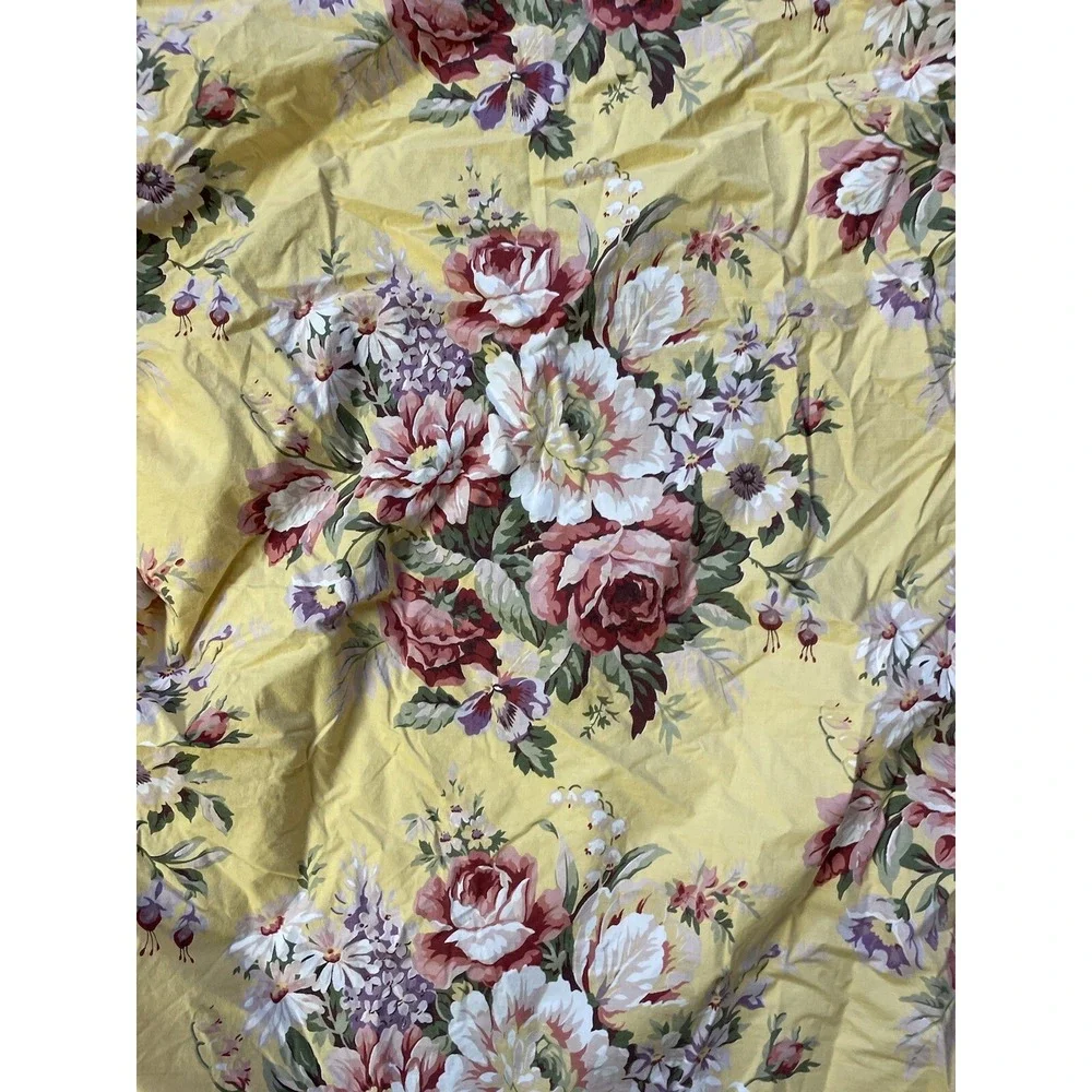 Ralph Lauren Brooke Yellow Floral Fitted Sheet Twin Cotton Cottage Country
